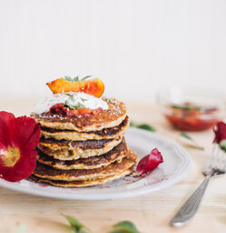 Vegan oat pancakes with banana