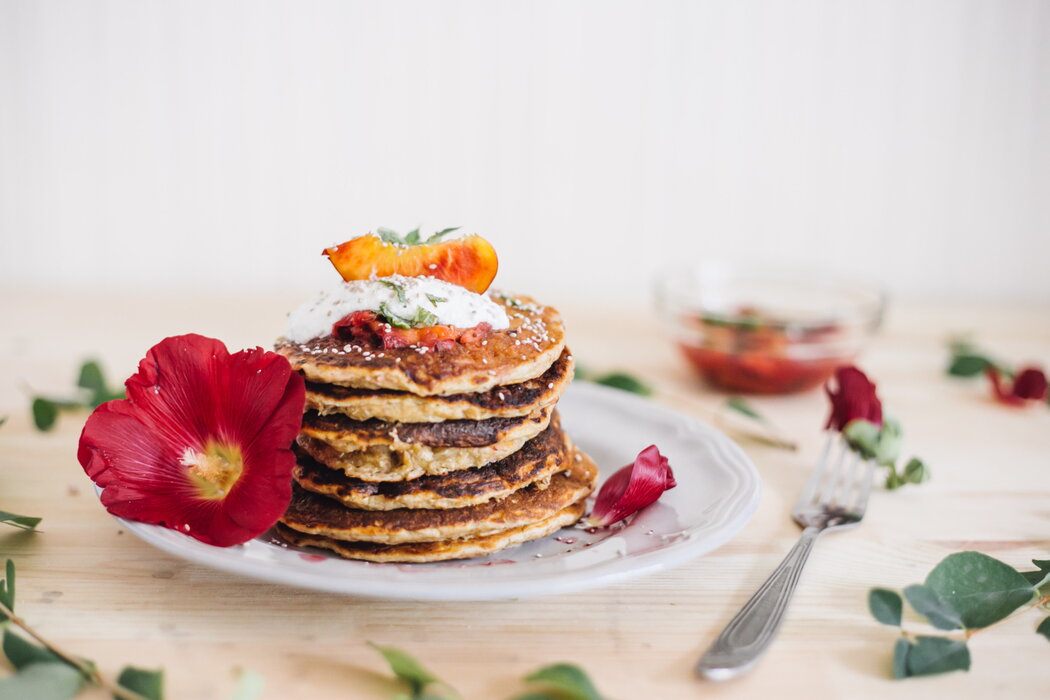 Vegan oat pancakes with banana